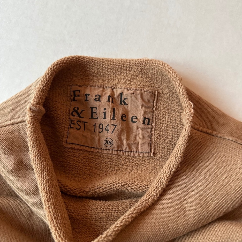 Frank & Eileen Tee Lab Mock Neck Fleece Camel Brown Cotton Minimalist XS Boxy